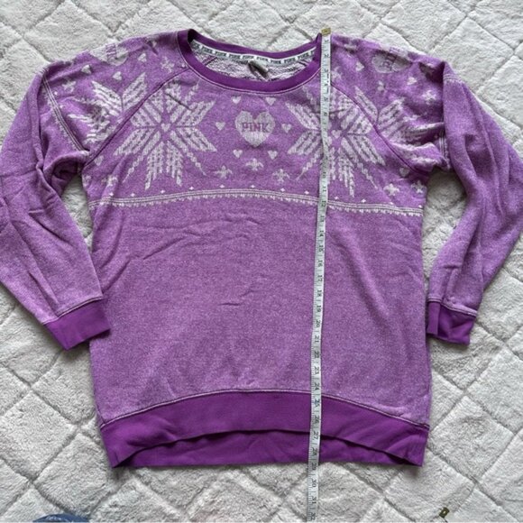 Victoria's Secret PINK | Lavender Fair Isle Snowflake Crew Sweater | Size Small - Picture 12 of 12